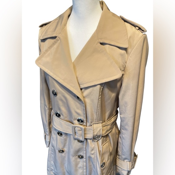Calvin Klein Belted Double Breasted Trench Coat, Rain Coat in Natural, Large - Picture 5 of 15